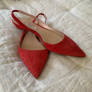 MM Lafluer red suede sling back shoes